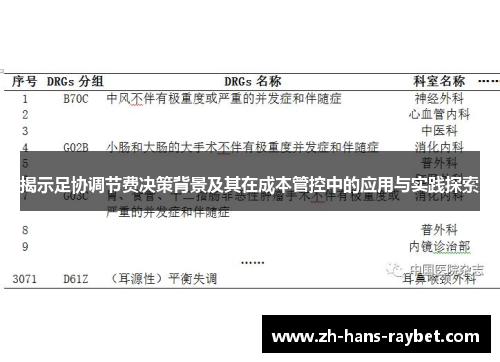 揭示足协调节费决策背景及其在成本管控中的应用与实践探索